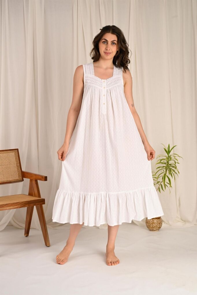 white cotton nightgowns 